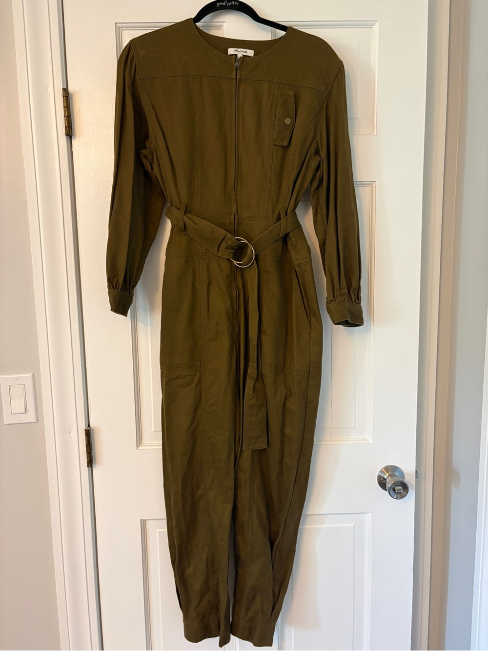 Madewell Olive Green Utility Jumpsuit Belted Long Sleeve Size S